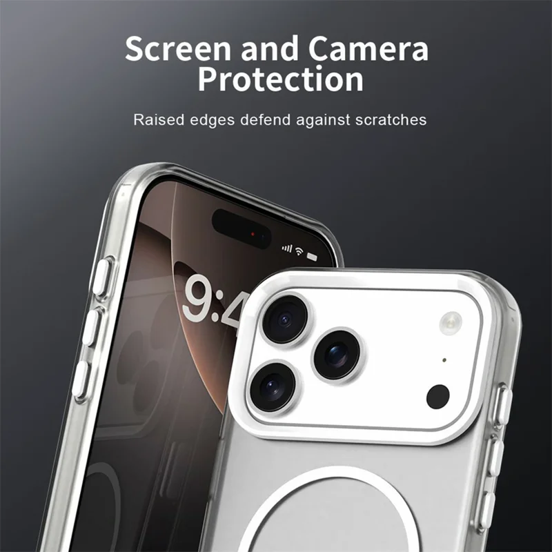 For iPhone 18 Pro Max / 17 Pro Max Magnetic Case Shock-absorbing Air Protection PC + TPU Phone Cover - White