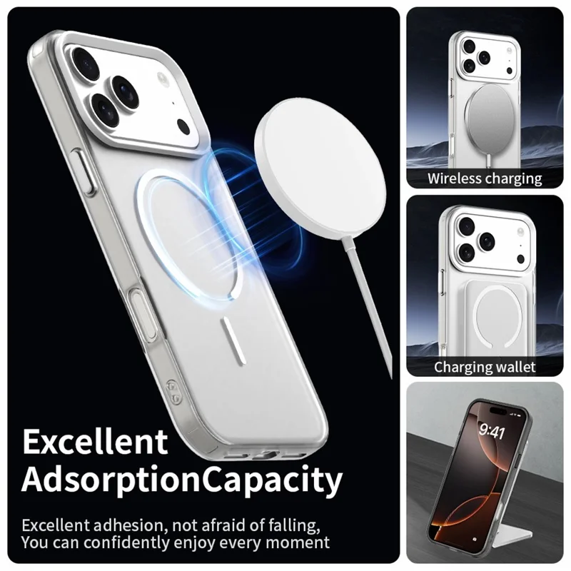 For iPhone 18 Pro / 17 Pro Magnetic Case Shock-absorbing Air Protection PC + TPU Phone Cover - White