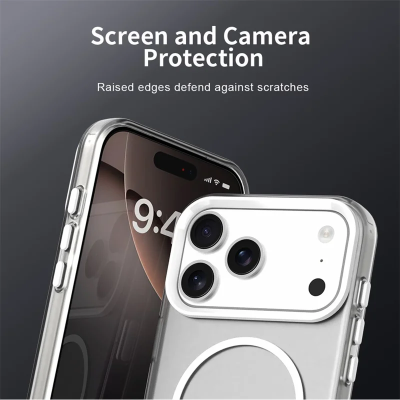 For iPhone 18 Pro / 17 Pro Magnetic Case Shock-absorbing Air Protection PC + TPU Phone Cover - White