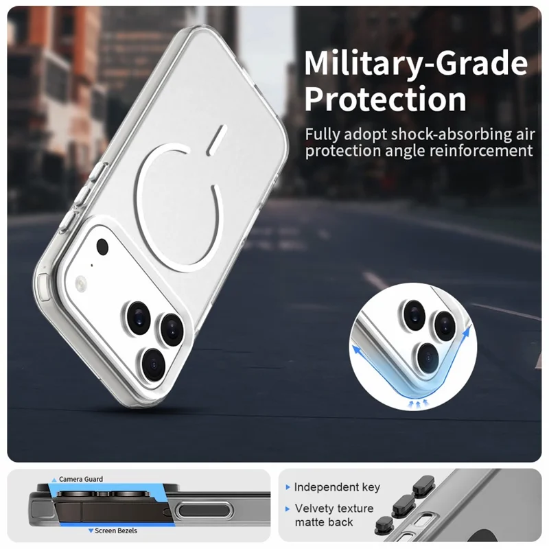 For iPhone 18 Pro / 17 Pro Magnetic Case Shock-absorbing Air Protection PC + TPU Phone Cover - White