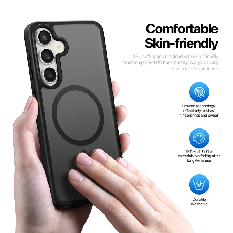 DUX DUCIS for Samsung Galaxy S26 FE / S25 FE Magnetic Case Yind Series PC+TPU Phone Cover - Black - 5