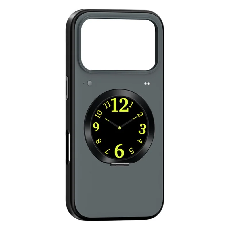 For iPhone 17 Pro Smart Window Case with Circular Screen Magnetic Kickstand PC + TPU Multi-Functional Phone Cover - Black