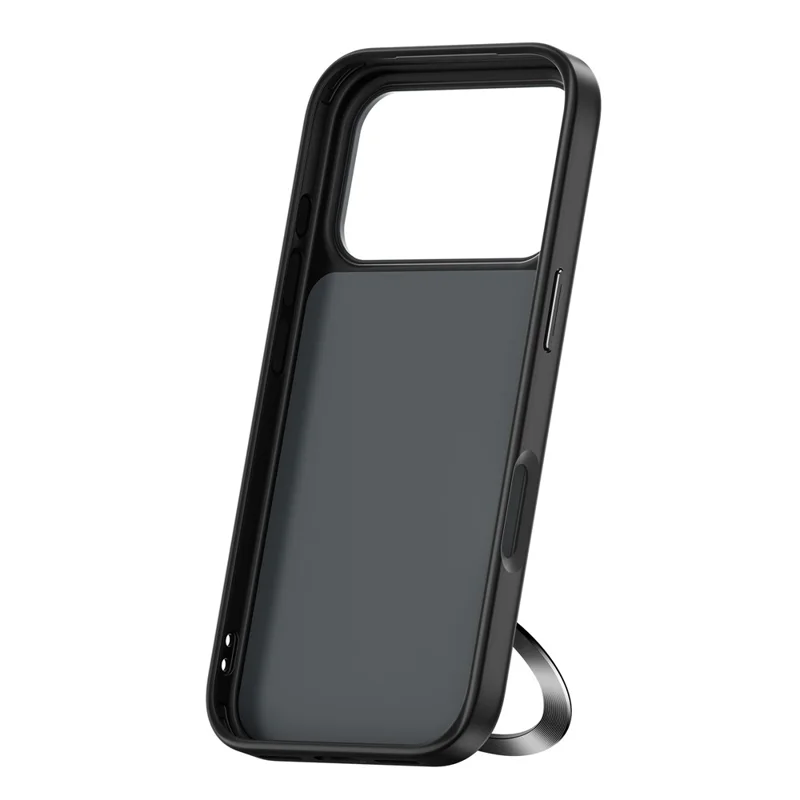 For iPhone 17 Pro Smart Window Case with Circular Screen Magnetic Kickstand PC + TPU Multi-Functional Phone Cover - Black