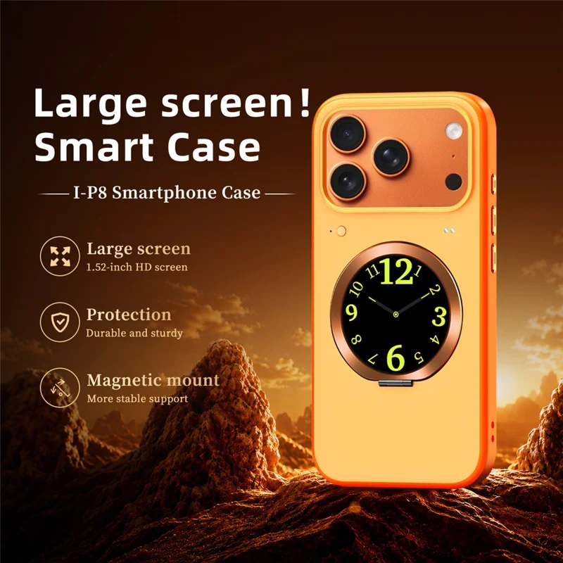 For iPhone 17 Pro Smart Window Case with Circular Screen Magnetic Kickstand PC + TPU Multi-Functional Phone Cover - Black