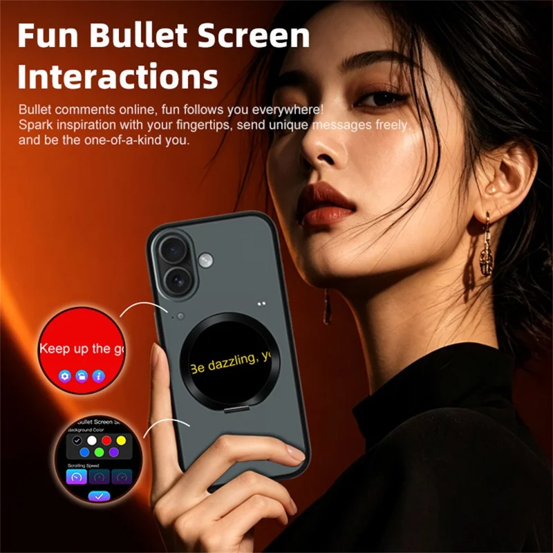 For iPhone 17 Smart Window Case with Circular Screen Magnetic Kickstand PC + TPU Multi-Functional Phone Cover - Black
