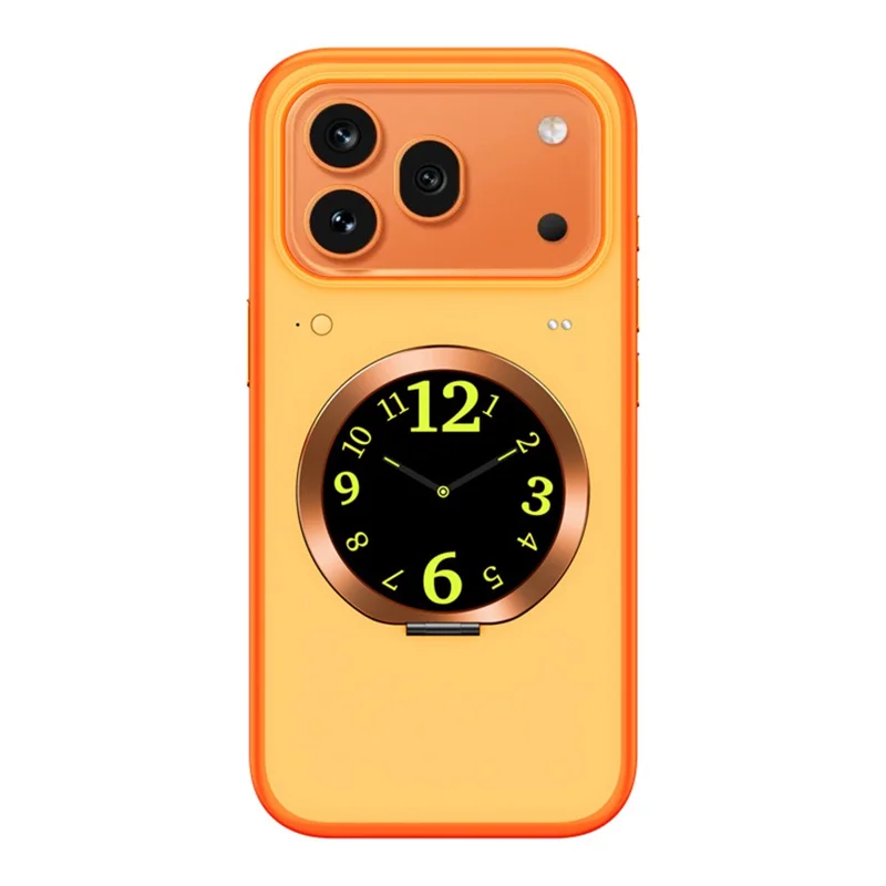 For iPhone 17 Pro Max Smart Window Case with Circular Screen Magnetic Kickstand PC + TPU Multi-Functional Phone Cover - Orange