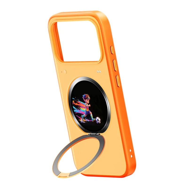 For iPhone 17 Pro Max Smart Window Case with Circular Screen Magnetic Kickstand PC + TPU Multi-Functional Phone Cover - Orange