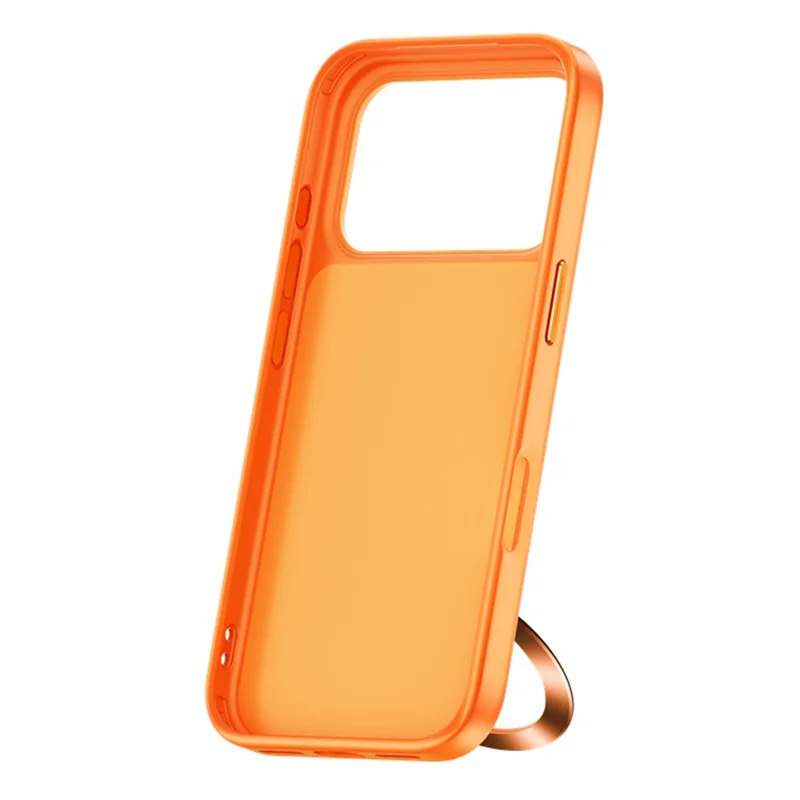 For iPhone 17 Pro Max Smart Window Case with Circular Screen Magnetic Kickstand PC + TPU Multi-Functional Phone Cover - Orange
