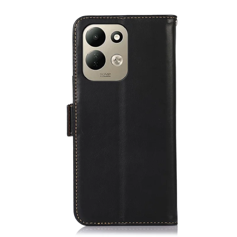 For Xiaomi Redmi Note 17 4G (Global) / Note 17 (India / China) 5G / Note 17 5G (Global) Case RFID Blocking Genuine Cow Leather Wallet Phone Cover - Black