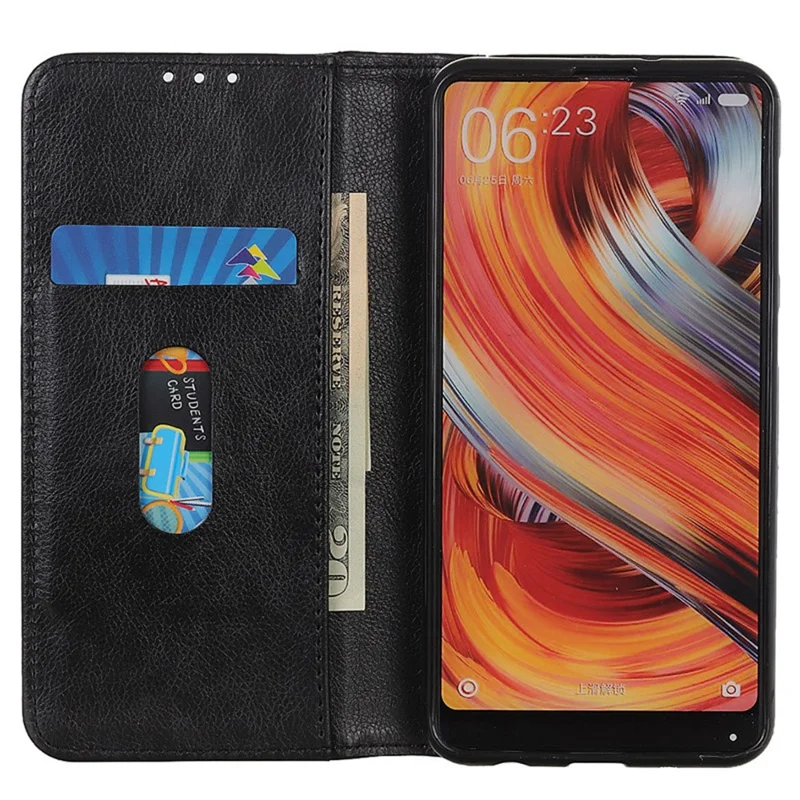 For Xiaomi Redmi 17 5G  /  Redmi 17 4G Stand Case Split Leather Litchi Texture Wallet Phone Cover - Black