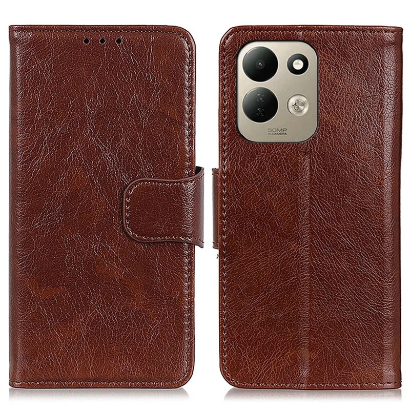 For Xiaomi Redmi 17 5G  /  Redmi 17 4G Case Nappa Texture Split Leather Wallet Phone Cover - Brown