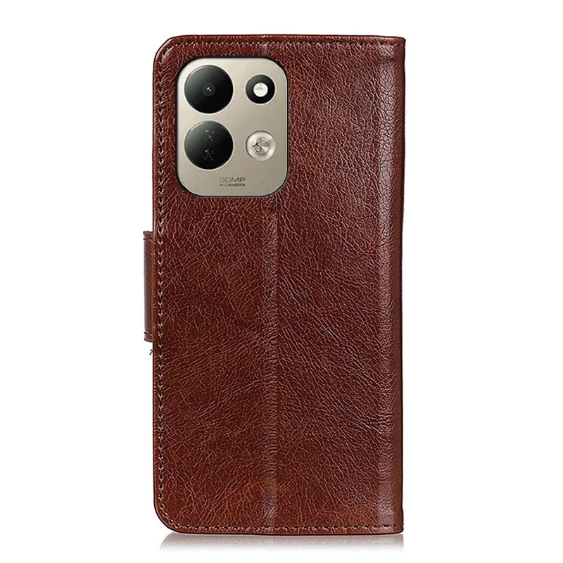 For Xiaomi Redmi 17 5G  /  Redmi 17 4G Case Nappa Texture Split Leather Wallet Phone Cover - Brown