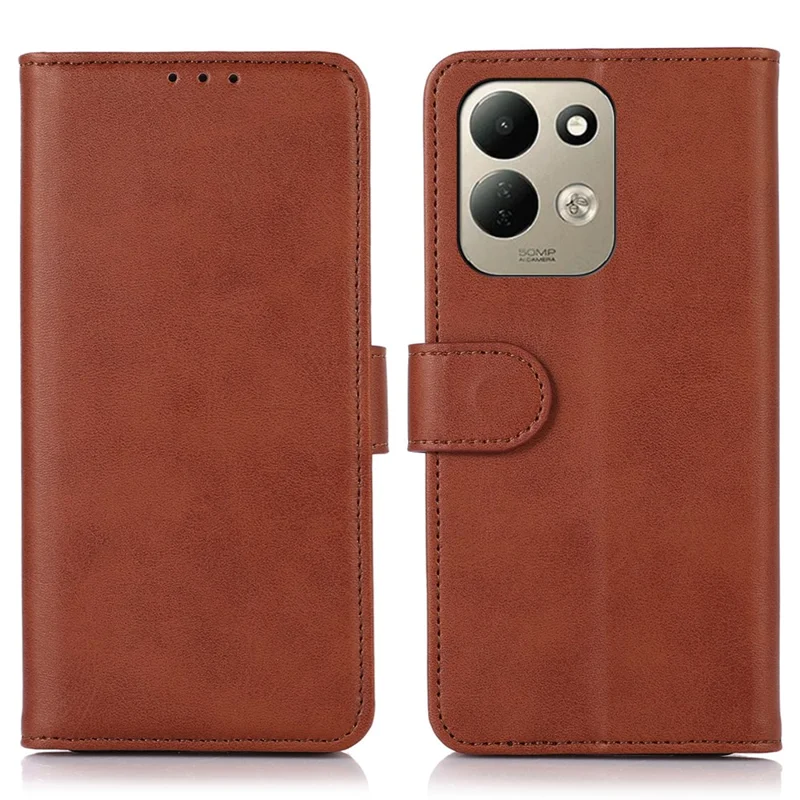 For Xiaomi Redmi 17 5G  /  Redmi 17 4G Case Cowhide Texture Leather Wallet Phone Cover with Stand - Brown