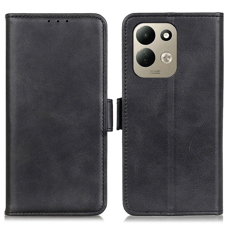 For Xiaomi Redmi 17 5G  /  Redmi 17 4G Case Stand Cowhide Texture PU Leather Phone Cover - Black