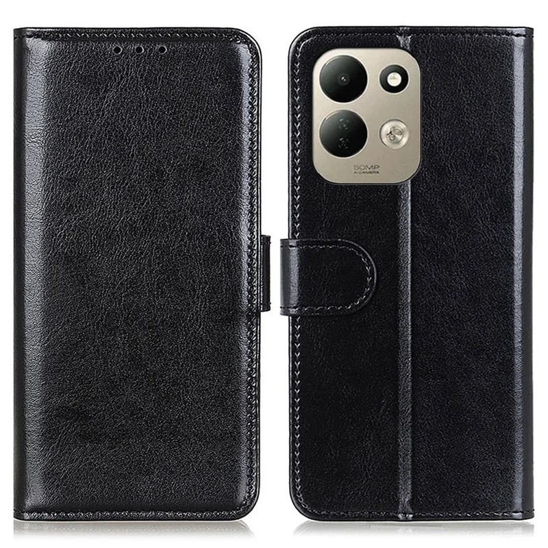 For Xiaomi Redmi 17 5G  /  Redmi 17 4G Case Crazy Horse Texture PU Leather Phone Stand Cover - Black