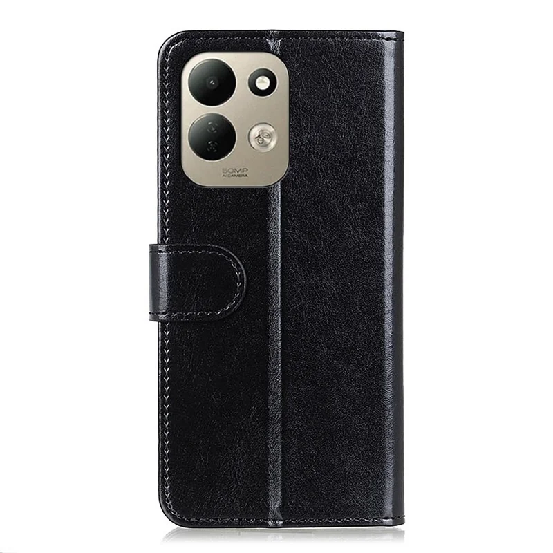 For Xiaomi Redmi 17 5G  /  Redmi 17 4G Case Crazy Horse Texture PU Leather Phone Stand Cover - Black