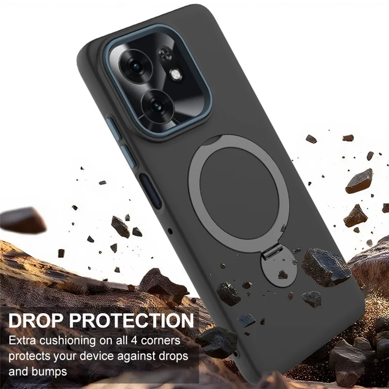 For Honor X6d 5G  /  500 Smart 5G Magnetic Case Rotating Ring Kickstand TPU + PC Back Cover - Black