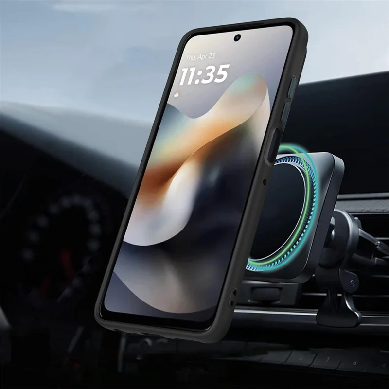 For Honor X6d 5G  /  500 Smart 5G Magnetic Case Rotating Ring Kickstand TPU + PC Back Cover - Black