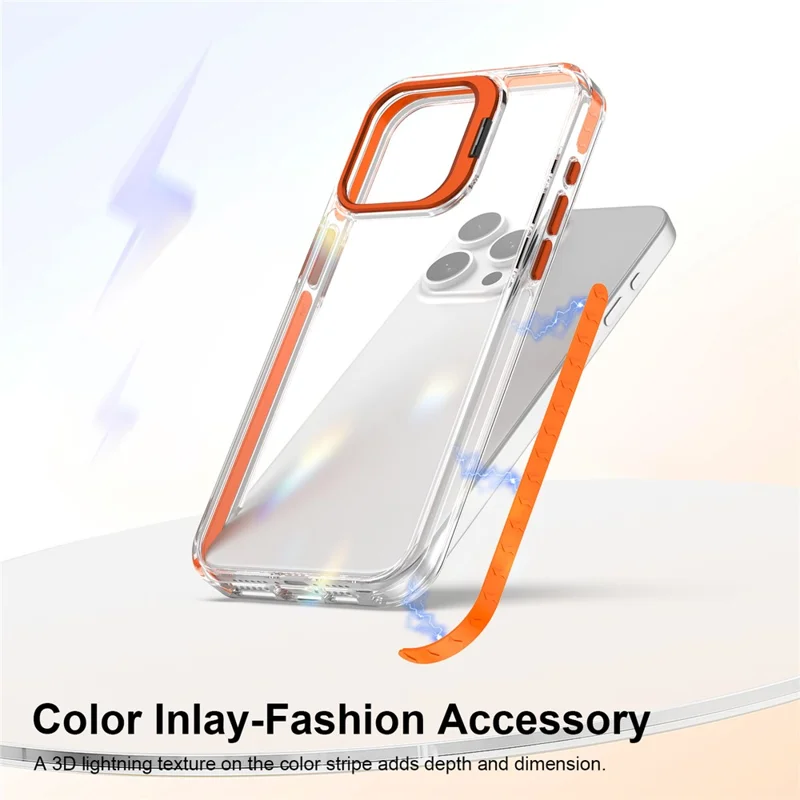 For iPhone 15 Pro Max Case Metal Camera Kickstand Shockproof Clear PC + TPU Phone Cover - Transparent Orange