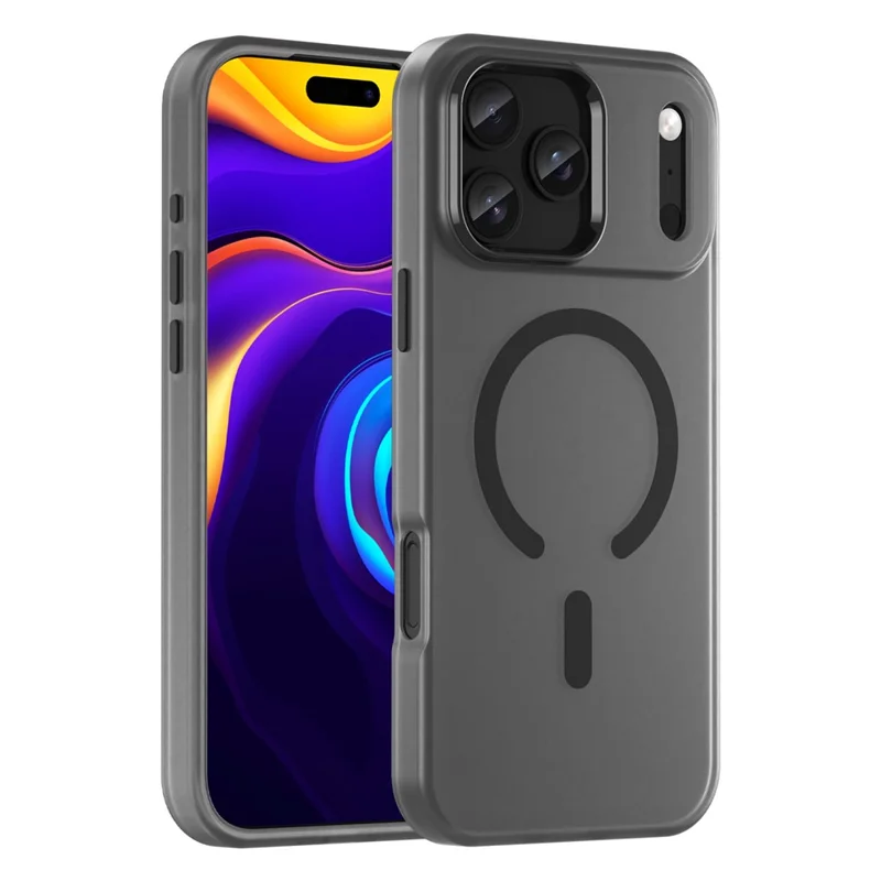 For iPhone 18 Pro Max  /  17 Pro Max Magnetic Case TPU + PC Matte Translucent Phone Back Cover - Black