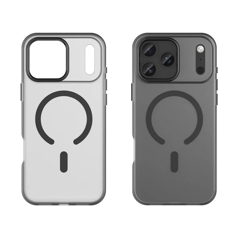 For iPhone 18 Pro Max  /  17 Pro Max Magnetic Case TPU + PC Matte Translucent Phone Back Cover - Black