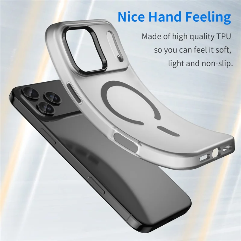 For iPhone 17 Pro  /  18 Pro Magnetic Case TPU + PC Matte Translucent Phone Back Cover - Black