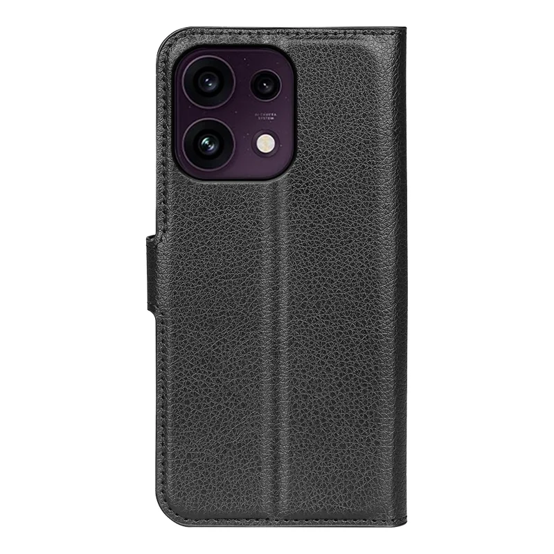 For Oppo Reno16 F 5G Case Wallet Stand Litchi Texture Shockproof Leather Phone Cover - Black