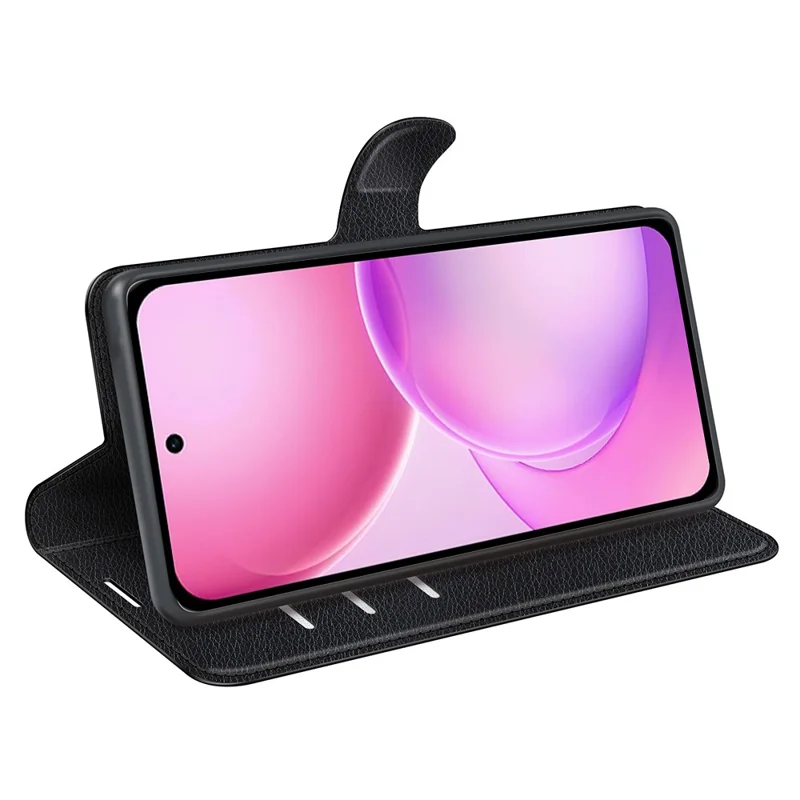 For Oppo Reno16 5G (Global) Case Wallet Stand Litchi Texture Shockproof Leather Phone Cover - Black