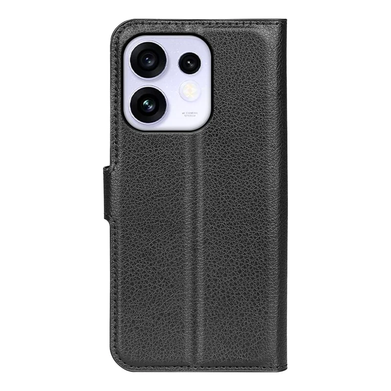 For Oppo Reno16 5G (Global) Case Wallet Stand Litchi Texture Shockproof Leather Phone Cover - Black