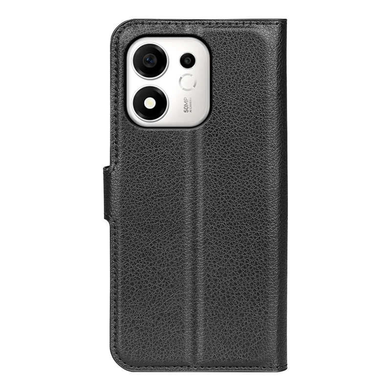 For Honor 600 Smart 5G / X7e Plus 5G Case Wallet Stand Litchi Texture Shockproof Leather Phone Cover - Black