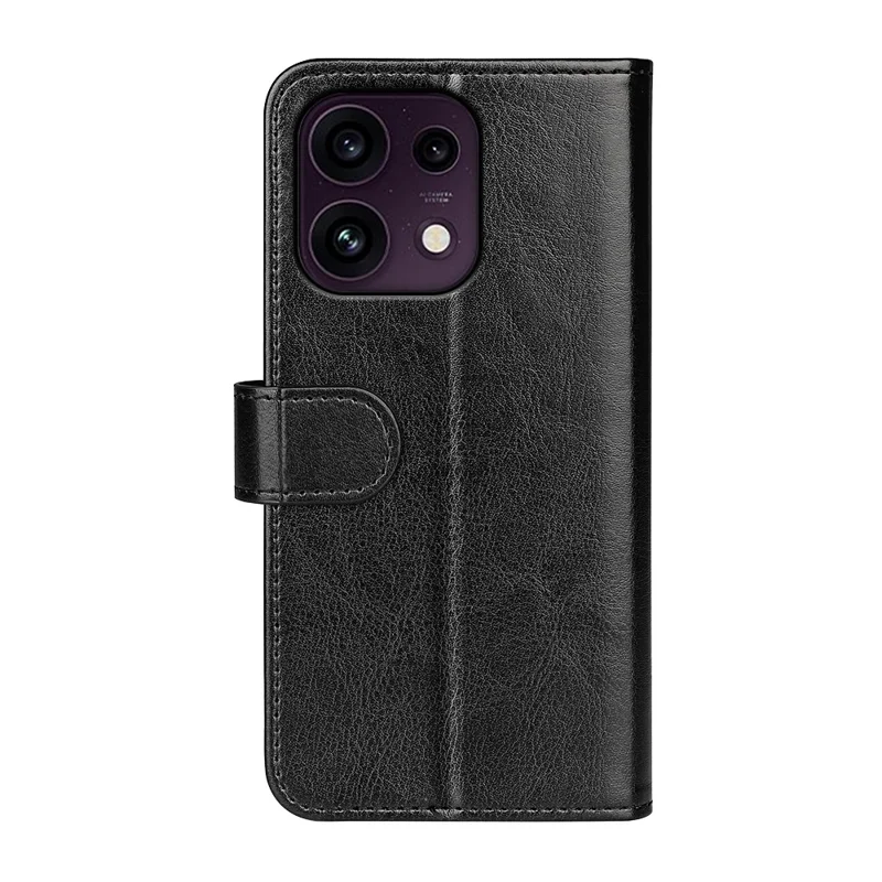 For Oppo Reno16 F 5G Case Crazy Horse Texture Stand Leather Phone Cover - Black