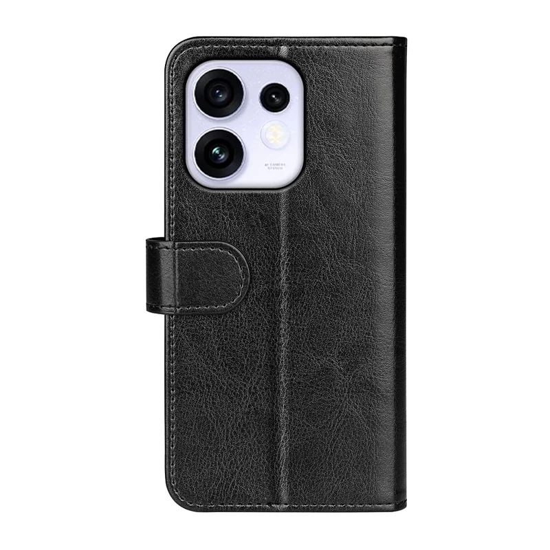For Oppo Reno16 5G (Global) Case Crazy Horse Texture Stand Leather Phone Cover - Black