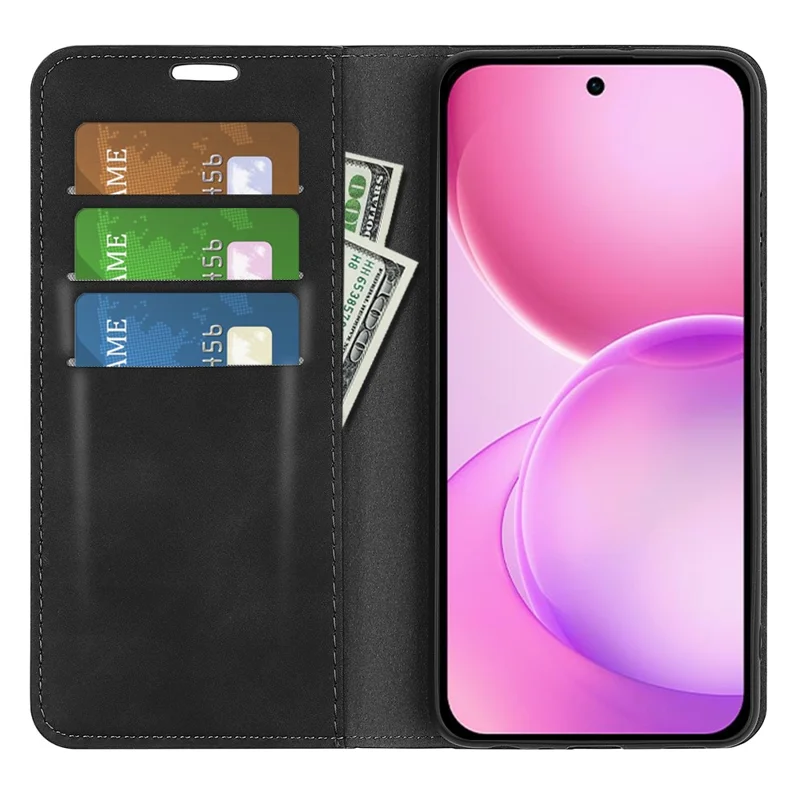 For Oppo Reno16 5G (Global) Case Skin Touch Leather Wallet Phone Cover - Black
