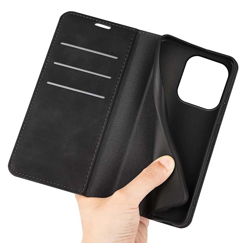 For Oppo Reno16 5G (Global) Case Skin Touch Leather Wallet Phone Cover - Black