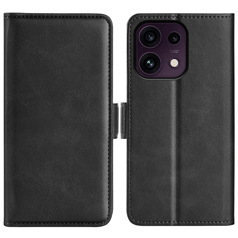 For Oppo Reno16 F 5G Case Calf Texture Leather Wallet Phone Cover - Black