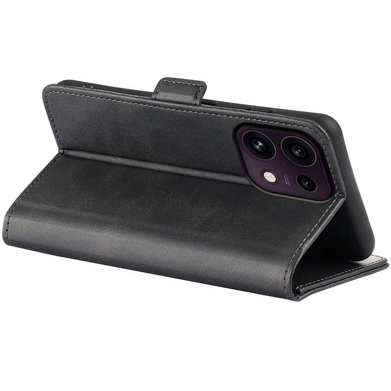 For Oppo Reno16 F 5G Case Calf Texture Leather Wallet Phone Cover - Black