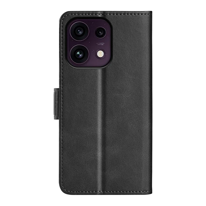 For Oppo Reno16 F 5G Case Calf Texture Leather Wallet Phone Cover - Black