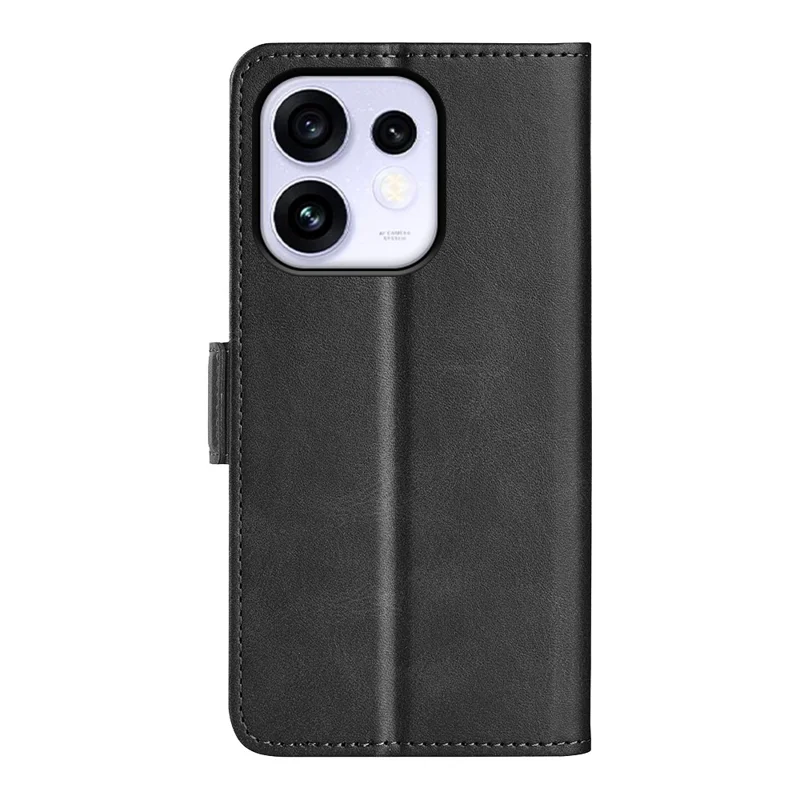 For Oppo Reno16 5G (Global) Case Calf Texture Leather Wallet Phone Cover - Black