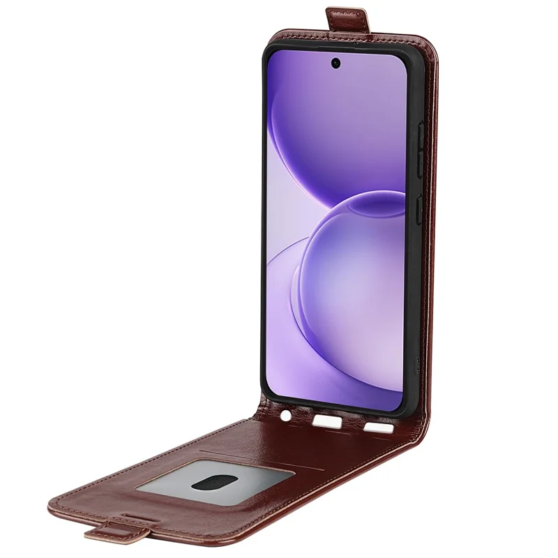 For Oppo Reno16 F 5G Case with Card Slots Vertical Flip Leather Phone Cover - Brown