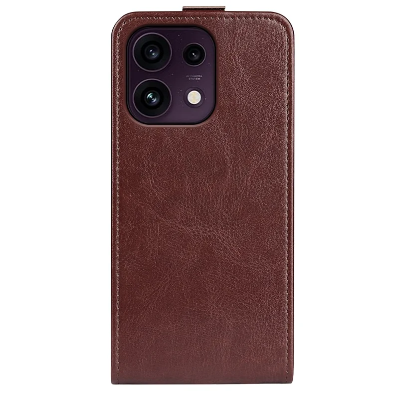 For Oppo Reno16 F 5G Case with Card Slots Vertical Flip Leather Phone Cover - Brown