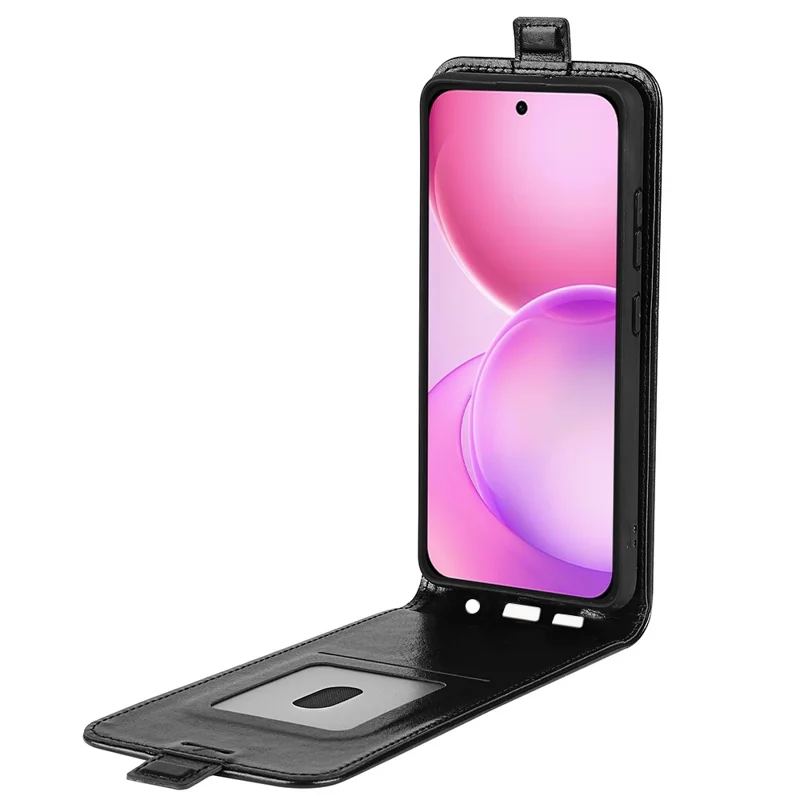 For Oppo Reno16 5G (Global) Case with Card Slots Vertical Flip Leather Phone Cover - Black