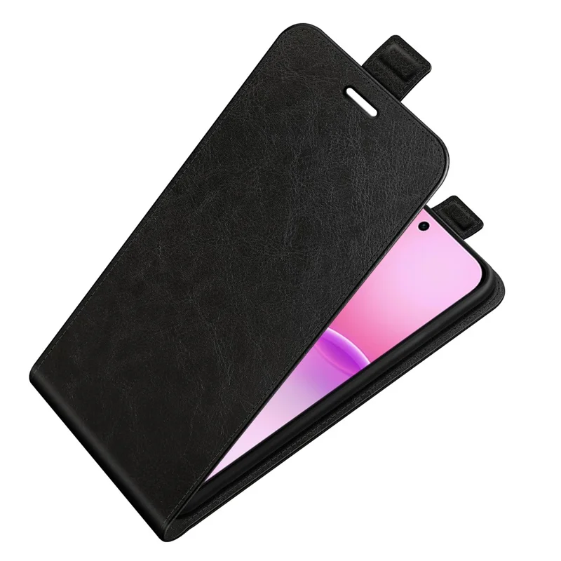 For Oppo Reno16 5G (Global) Case with Card Slots Vertical Flip Leather Phone Cover - Black