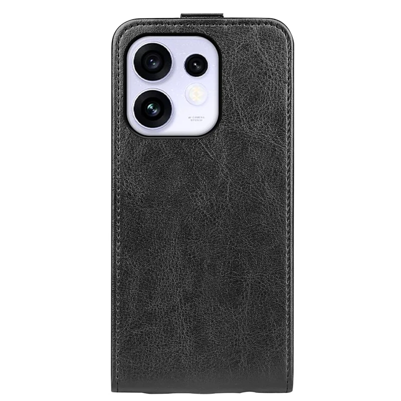 For Oppo Reno16 5G (Global) Case with Card Slots Vertical Flip Leather Phone Cover - Black