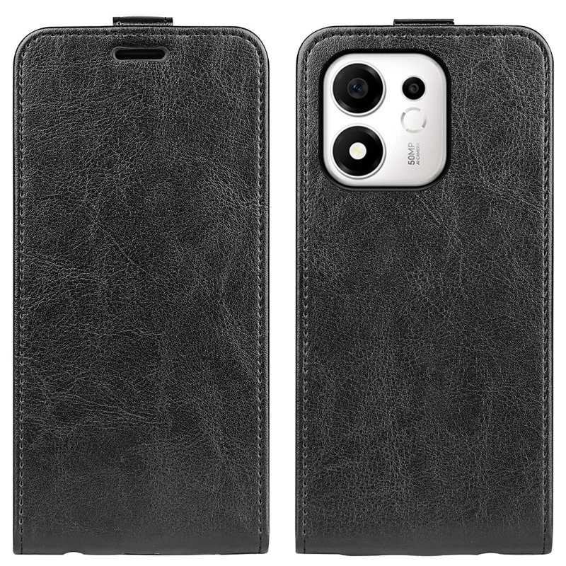 For Honor 600 Smart 5G / X7e Plus 5G Case with Card Slots Vertical Flip Leather Phone Cover - Black