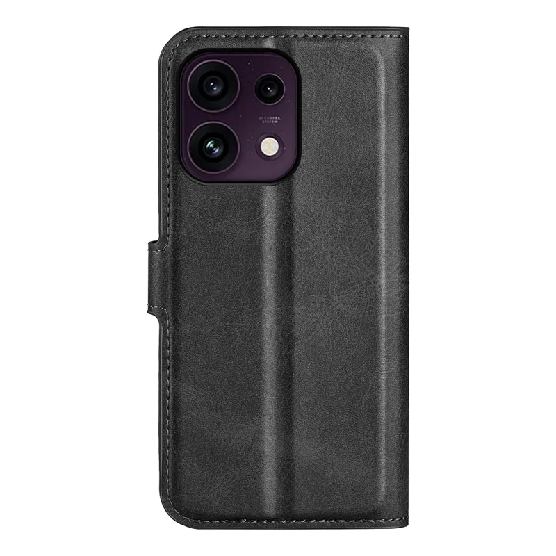 For Oppo Reno16 F 5G Stand Case Anti-Scratch Calf Texture Leather Phone Cover - Black