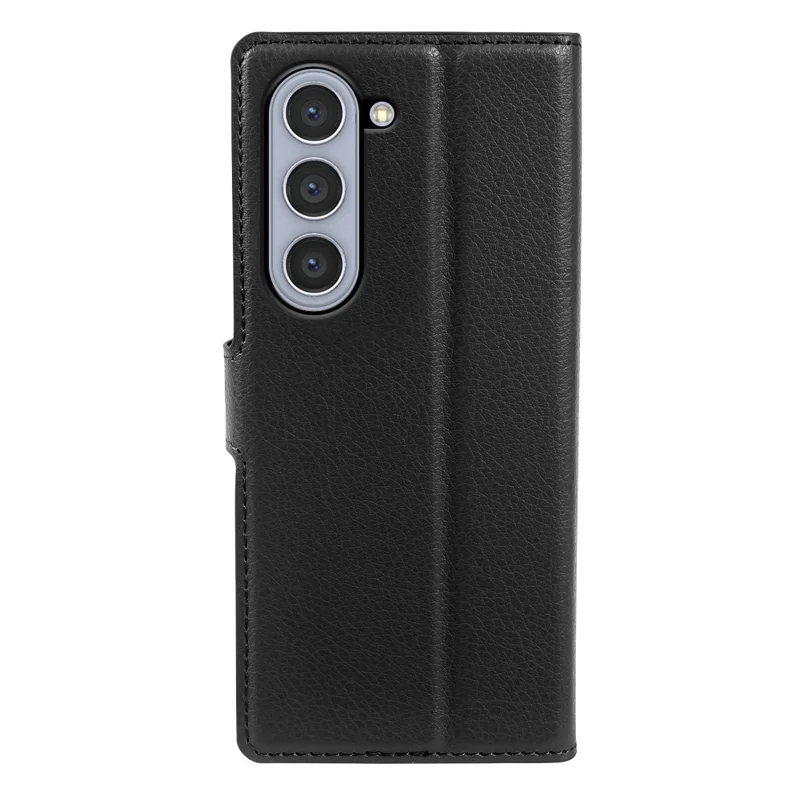 For Samsung Galaxy Z Fold5 5G Case Wallet Stand Litchi Texture Shockproof Leather Phone Cover - Black