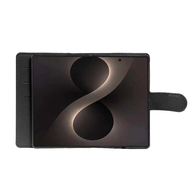 For Samsung Galaxy Z Fold8 Case Wallet Stand Litchi Texture Shockproof Leather Phone Cover - Black