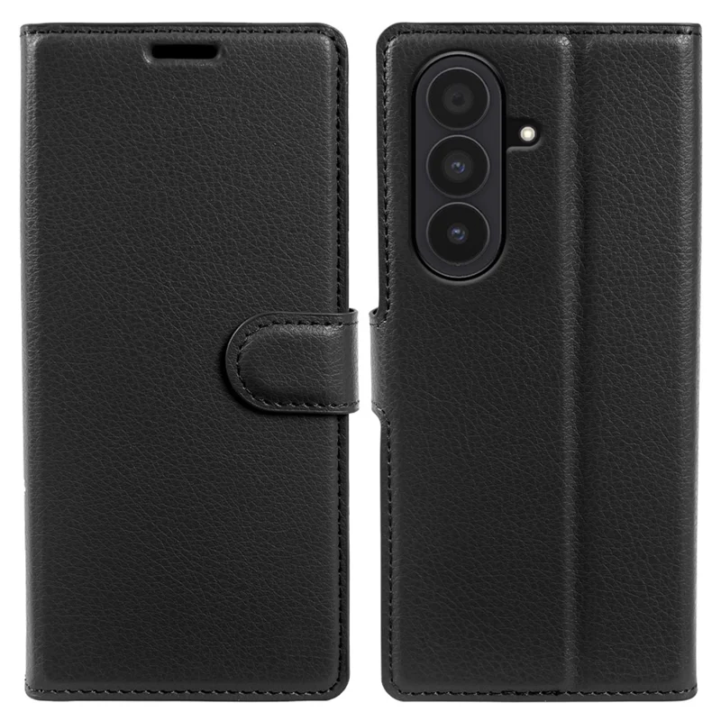 For Samsung Galaxy Z Fold8 Ultra Case Wallet Stand Litchi Texture Shockproof Leather Phone Cover - Black