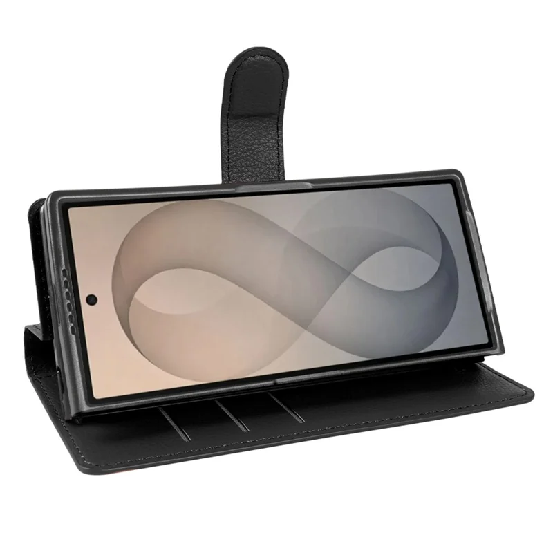For Samsung Galaxy Z Fold8 Ultra Case Wallet Stand Litchi Texture Shockproof Leather Phone Cover - Black