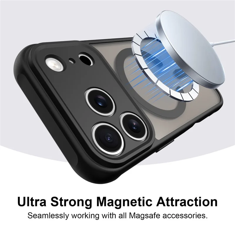 Bulk Purchasing for iPhone 18 Pro Max  /  17 Pro Max Magnetic Case Anti Drop Matte PC + TPU Phone Cover - Black